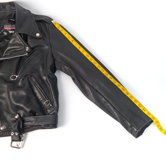 Brooks Black Leather Brando Motorcycle Jacket SIze 40 Made in USA Talon … - Picture 14 of 16